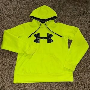 Under Armour Bright Yellow Hoodie with Black Accents messed up string see pics